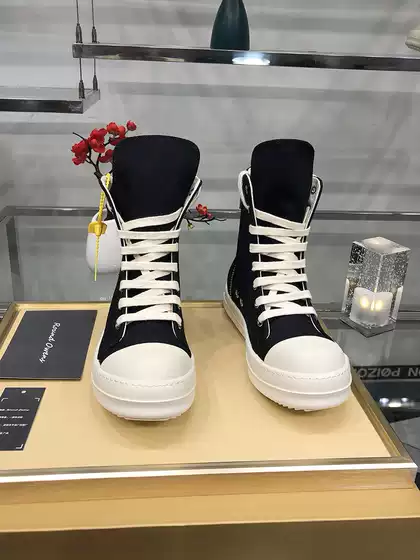 Round Owens High-Top Men's Canvas Shoes Summer Breathable Thick Sole Height Increasing High Street Fashion Skate Shoes Ankle Boots RO Shoes for Women