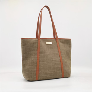 欧美出口女包帆布托特包慵懒风大容量高质感带拉链硬挺立体女包