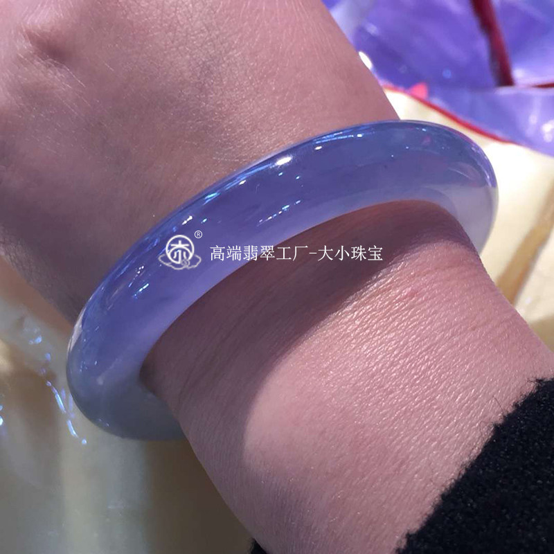 大小珠宝 冰种紫罗兰翡翠手镯圆条56mm 高端天然满紫色翡翠玉镯子
