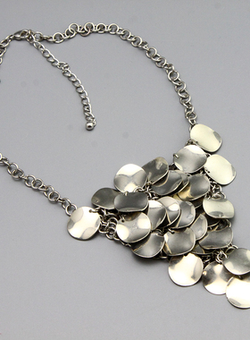 K复古vintage中古银色鳞片老货个性项链毛衣链孤品