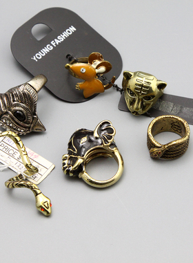 H复古vintage中古小动物戒指指环孤品