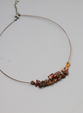 L复古vintage中古石头简约项链孤品