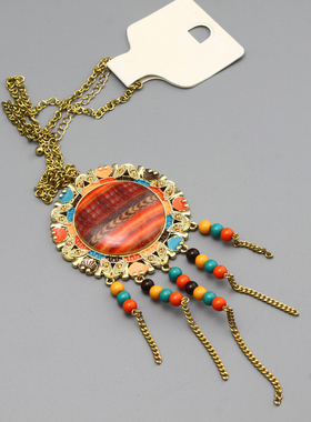 Z民族风流苏时尚造型复古vintage项链毛衣链孤品