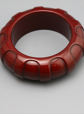 I复古vintage中古摩登红树脂老货手镯