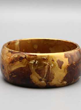 G复古vintage艺术效果拿铁提拉米苏树脂手镯孤品