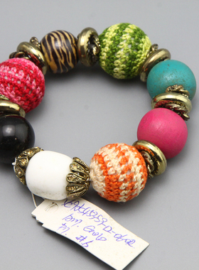 Z大牌尾货手工串珠弹力拼接钩织个性弹力手镯样品孤品