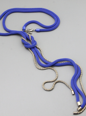 AO蓝色长款时尚流苏项链毛衣链孤品样品