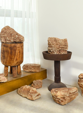 仿真石头千层石玻璃钢假石头庭院橱窗沙漠造景黄色石块景观石摆件