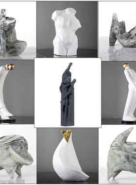 树脂动物造型几何风艺术品装饰