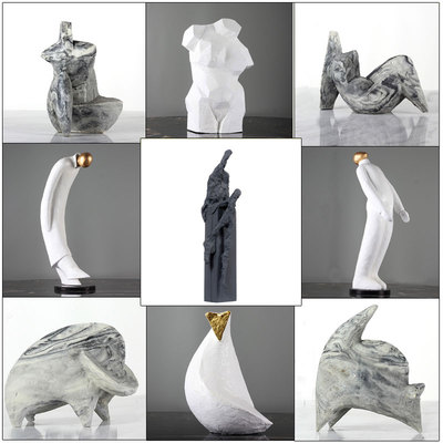 欧式树脂动物造型摆件家居客厅书房书柜卧室创意几何艺术品装饰