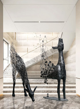 福鹿样板房间大堂展厅雕塑摆件