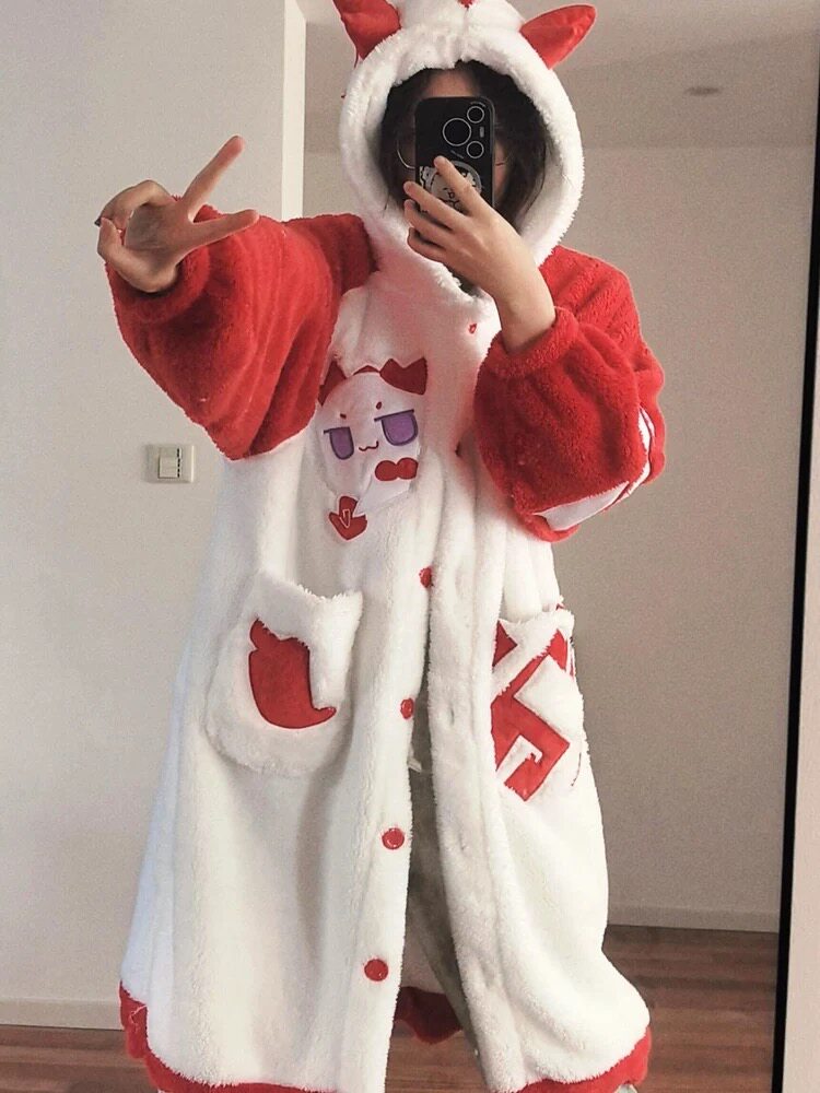 新款秋冬季龙泡泡睡袍情侣女珊瑚绒睡衣卡通长保暖卡通家居服套装