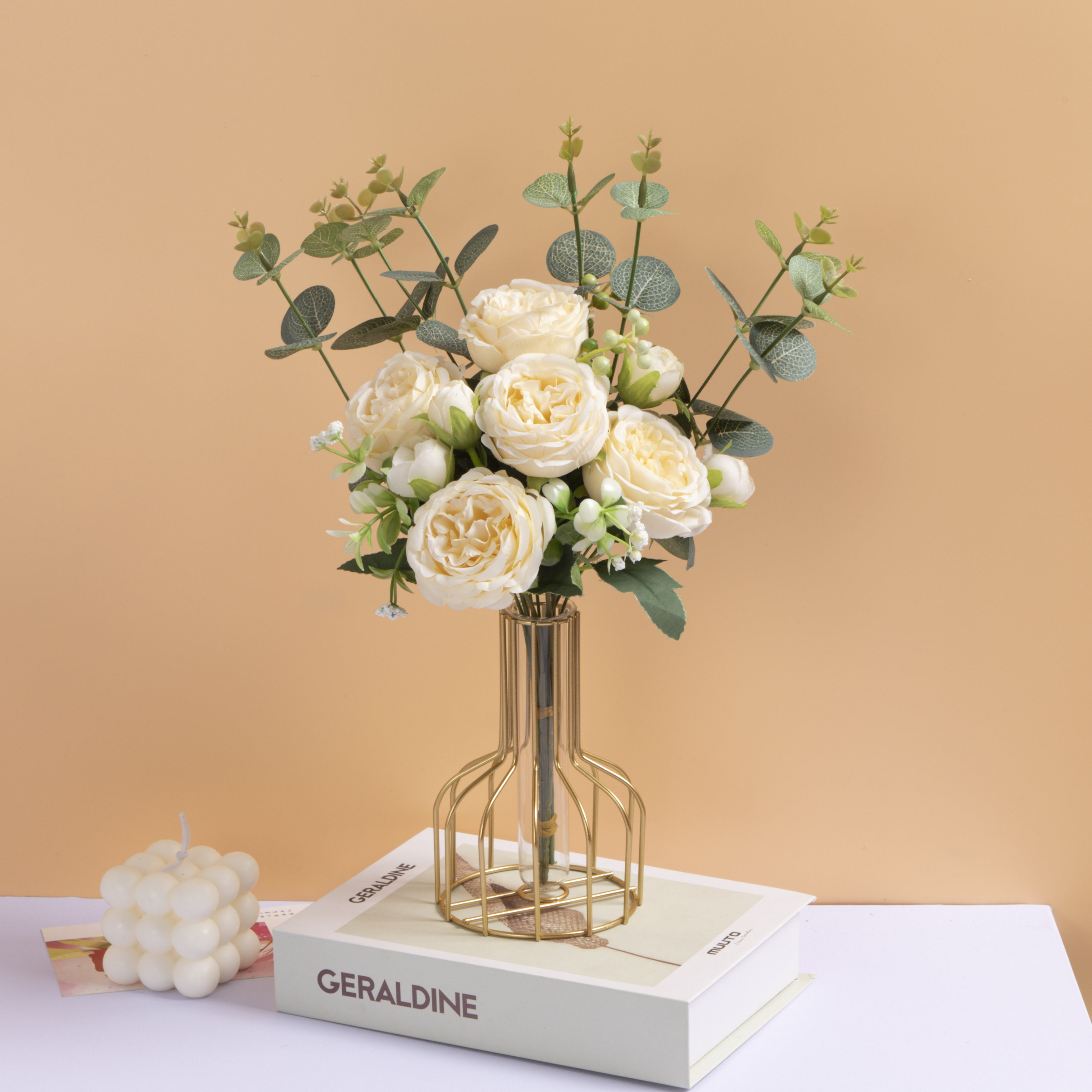 北欧风假花仿真花客厅餐桌花束摆设室内洋牡丹装饰花桌面花艺摆件