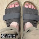 外穿 牛皮勃肯凉鞋 2025夏复古真皮软木平底凉鞋 男女同款 一字凉拖鞋