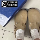 防水全牛皮男女百搭真皮半拖舒适软木勃肯鞋 平底外穿休闲包头拖鞋