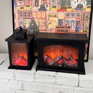 ins复古仿真火焰灯壁炉灯氛围装饰灯房间桌面摆件小夜灯新年礼物