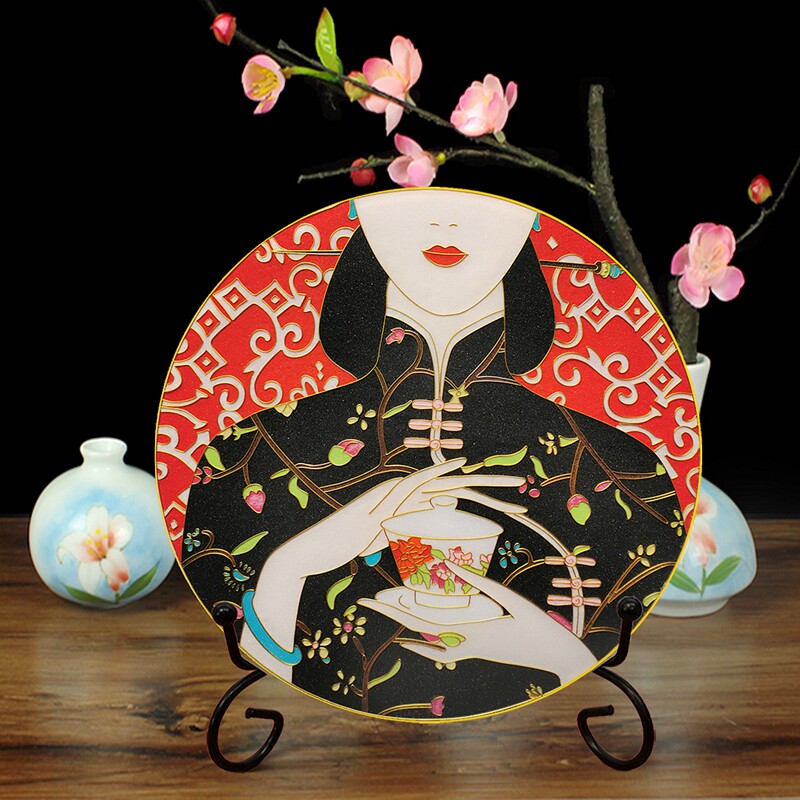 掐丝珐琅diy手工制作材料包景泰蓝画中国风旗袍礼品自制减压手工