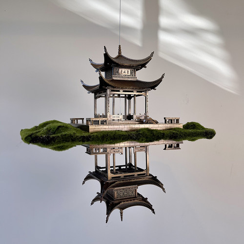中式拼装餐厅古铜色工艺品模型