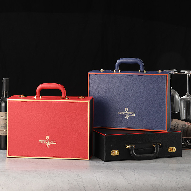 红酒包装盒礼盒2双支装烤漆盒高档皮盒葡萄酒礼品盒空盒箱子定制