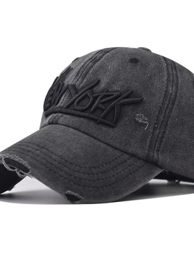 跨境棉水洗做旧new york绣花棒球帽男女户外五角星绣花鸭舌帽