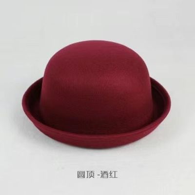 卷边英伦休闲风韩国毛呢圆顶盆帽