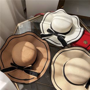 百搭英倫 草帽女夏天大沿防曬遮陽帽子沙灘太陽帽海邊折疊出游韓版