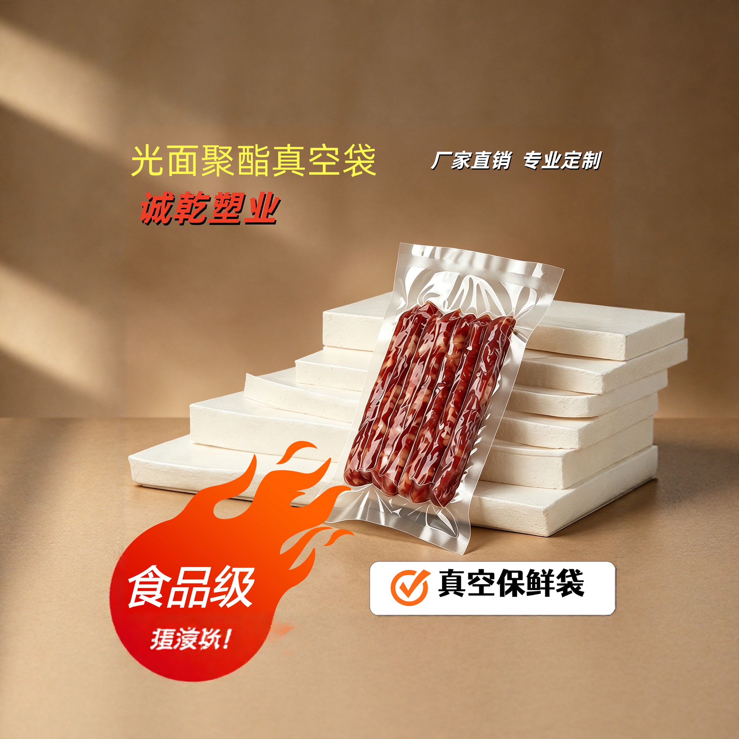 商用真空袋食品包装袋透明光面密封保鲜袋加厚抽气压缩袋批发定制