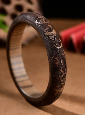 天然越南芽庄奇楠沉香木花纹手镯保真送礼雕刻精美细腻手镯女士戴
