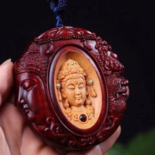 小叶紫檀一念之间手把件木雕车挂件吊坠男士手工雕刻挂饰手玩把件