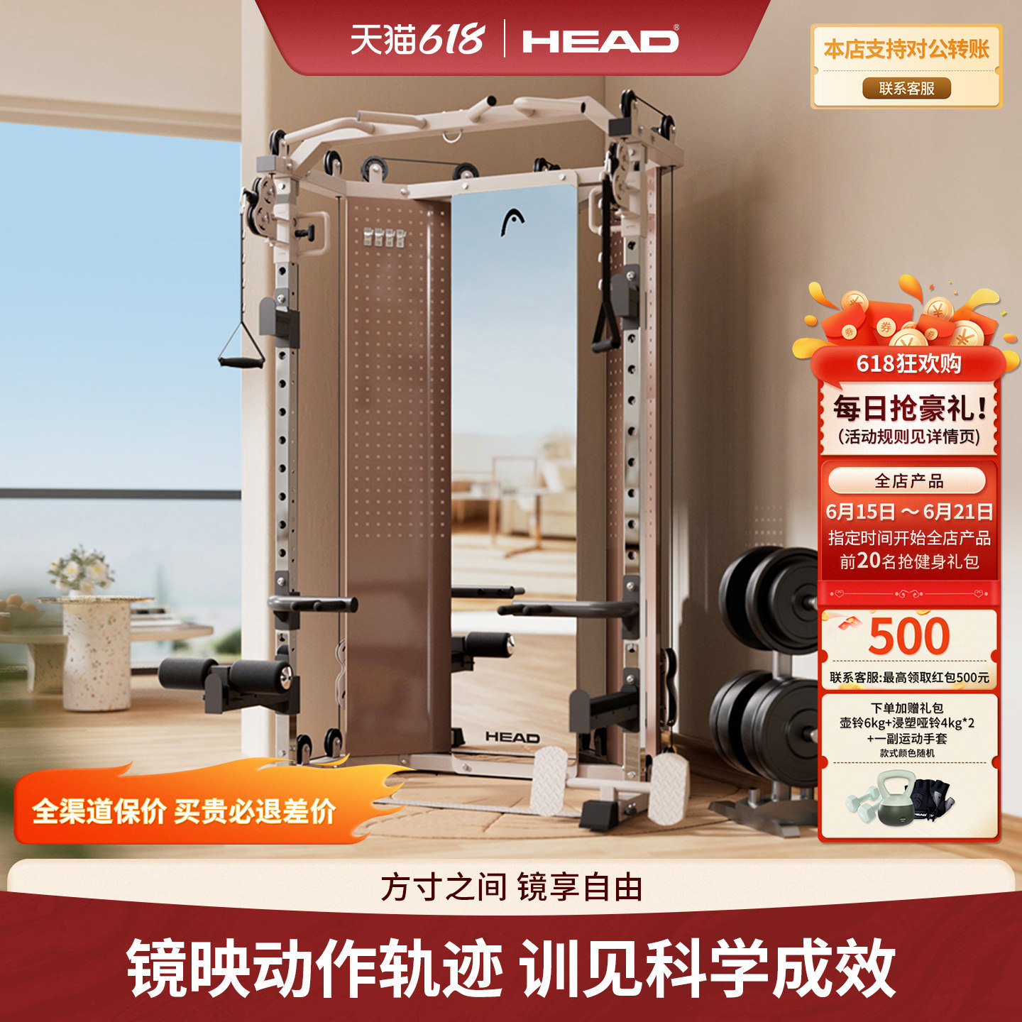 HEAD海德镜练小飞鸟龙门架史密斯深蹲卧推架家用多功能机综合器械