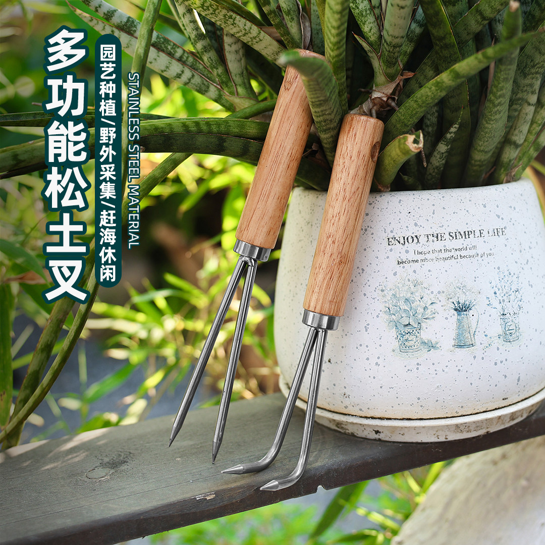 园艺工具不锈钢小耙子户外园林