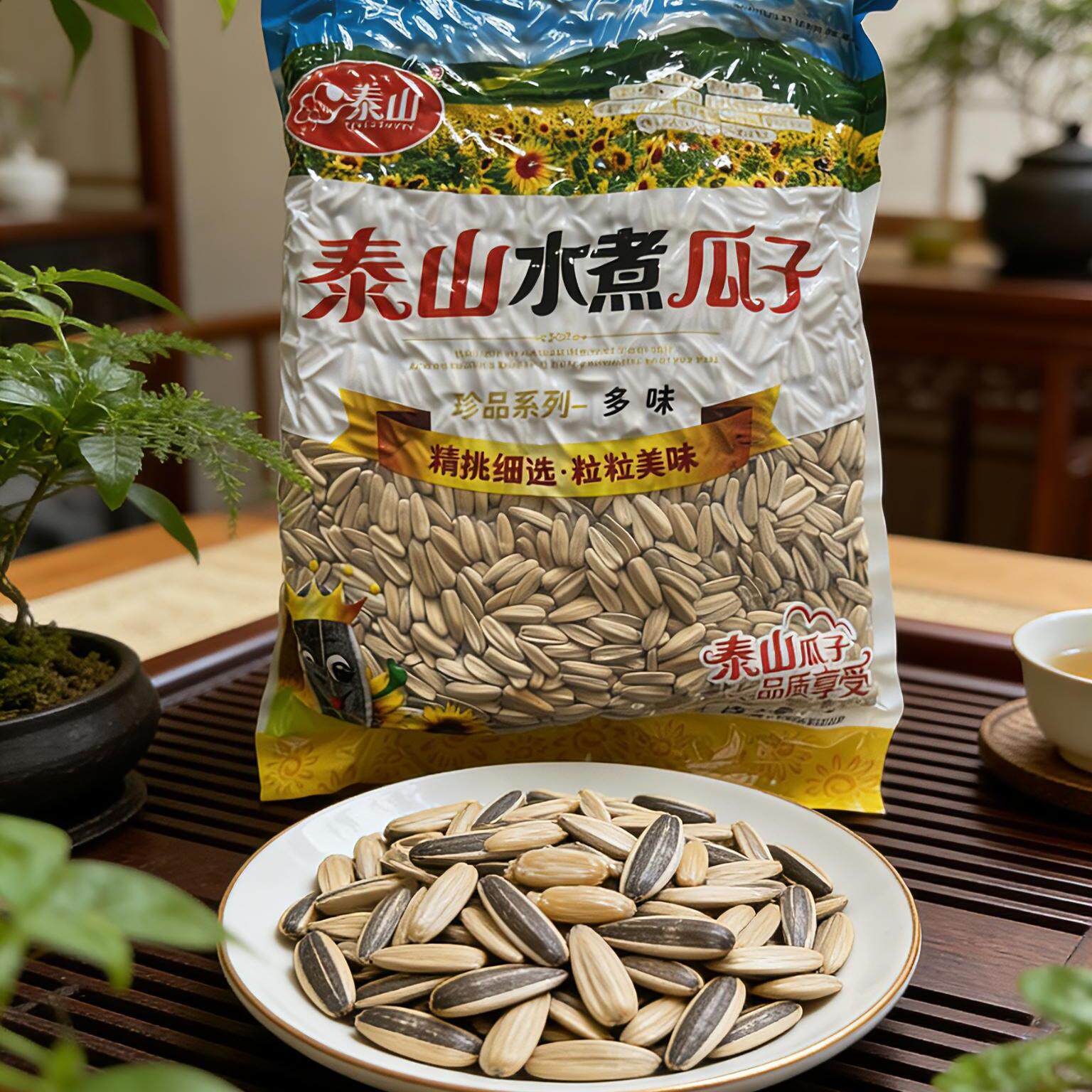 泰山黑皮白皮五香焦糖葵花子水煮奶油瓜子味多2500g网红零食休闲