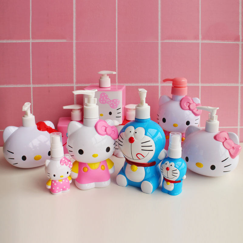 卡通猫可爱小喷壶喷雾洗发水乳液瓶化妆便携酒精大容量按压式空瓶