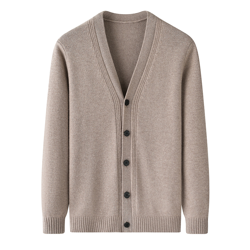 开衫羊绒V领男针织毛衣长袖保暖