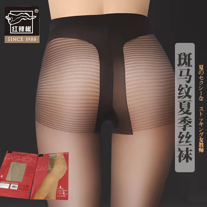 薄款连裤袜红辣椒美腿斑马纹