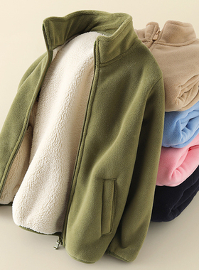 秋冬装加绒加厚儿童冲锋衣内胆女童保暖外套校服神器奥粒绒抓绒衣