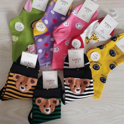 鹿人童袜4-6岁 秋冬款中筒棉袜 小童男女款