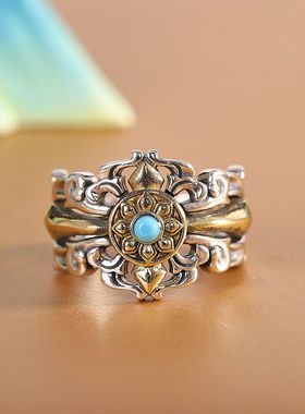 蒙客个性风潮S925银十字戒指