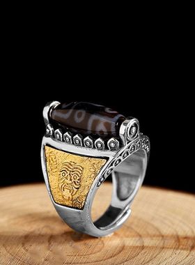 蒙客925银男士手饰戒指