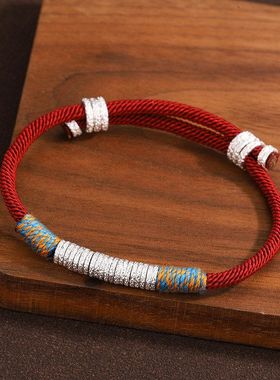 蒙客999银国风本命年情侣手链