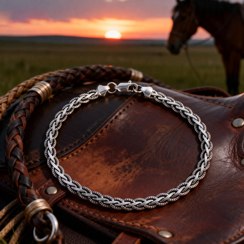 蒙客925纯银编织龙骨手链