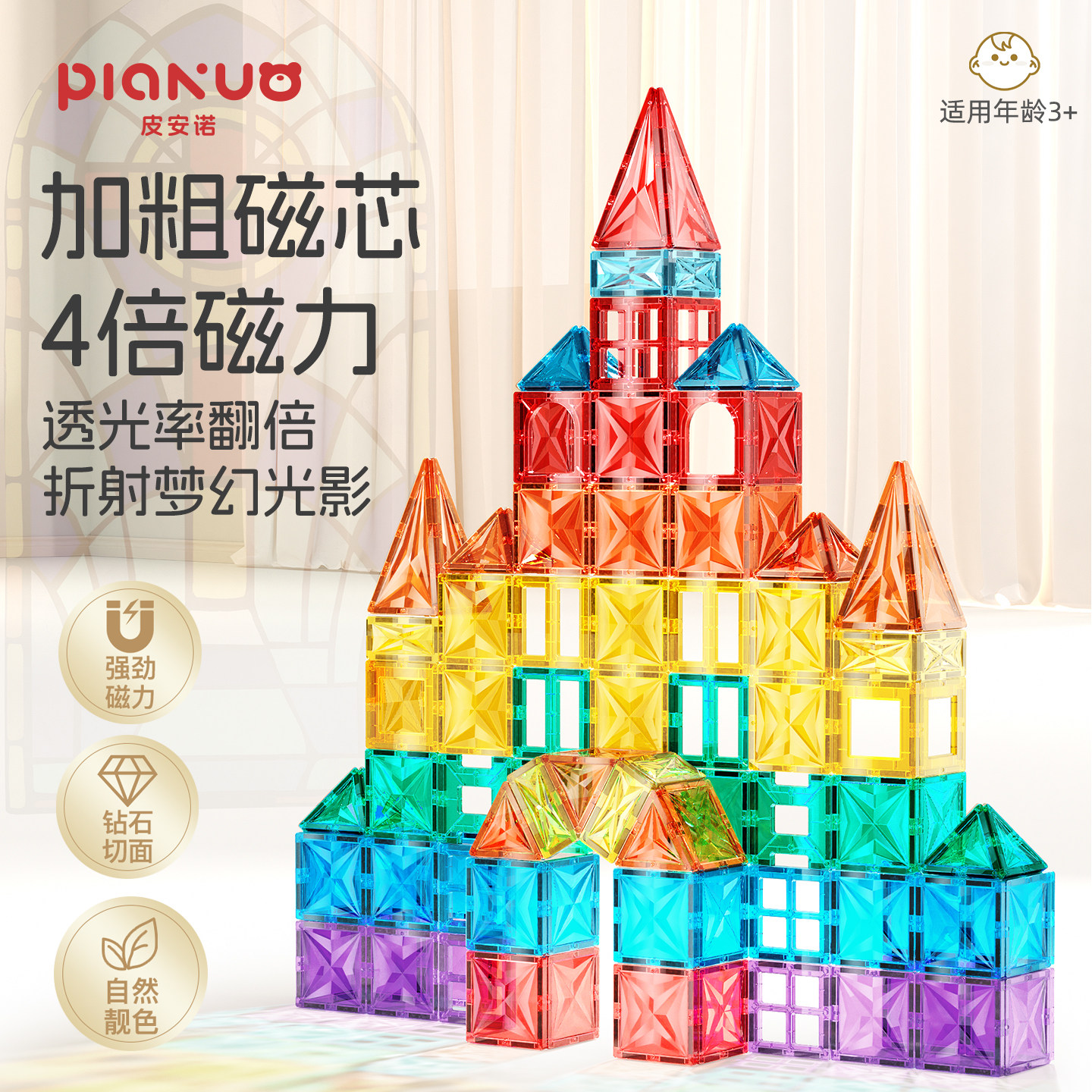 【补充装】皮安诺磁力片40片20片磁力小车补充款图片