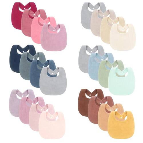 4Pcs Muslin Baby Bibs Burp Clothes Soft Cotton Kids Apron In
