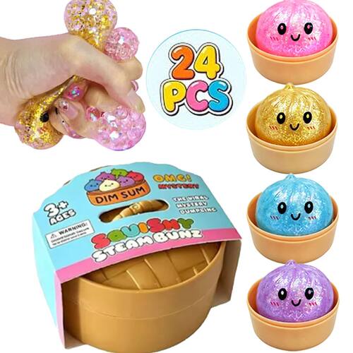 Glitter Dumpling Squishy with Box Dumplings Sensory Steamer