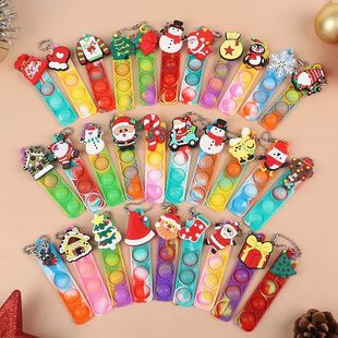 10-50pcs Cartoon Christmas Pop Keycha Santa Claus Xmas Tree