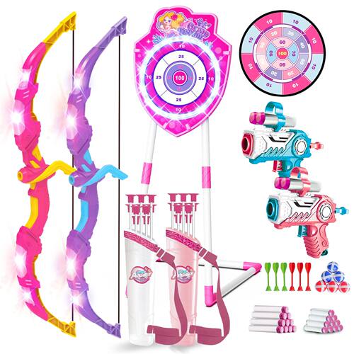 Night-Light Bow Arrow Guns Toy For Girls Archery Stand Targe