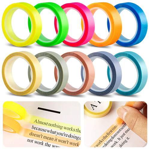 5 Rolls/10 Rolls Morandi Highlighter Reading Sticky Tape, Fl