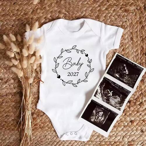 Baby 2027 Pregnancy Announcement Clothes born Baby Romper Fu