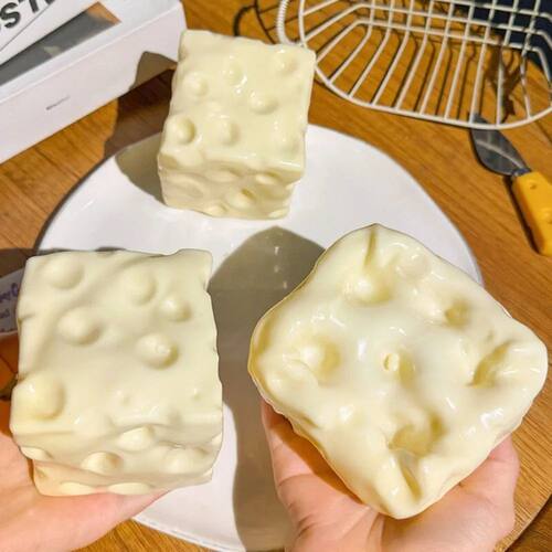Taba Squishy  Cheese Cube Stress Ball Shapeable Squeeze Ball