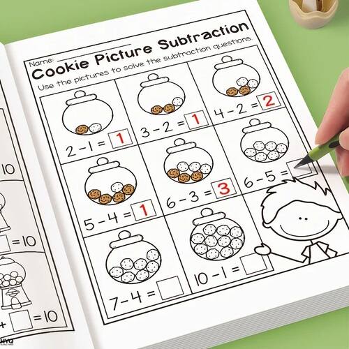 32-Page Interactive Math Learning Workbook with Addition & S
